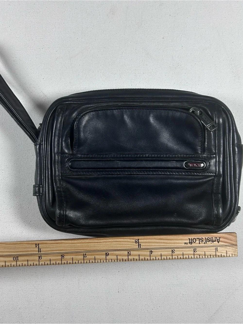 Tumi Nappa Leather Travel Toiletry Dopp Bag Black Zip Around Men’s 92104D4 RARE